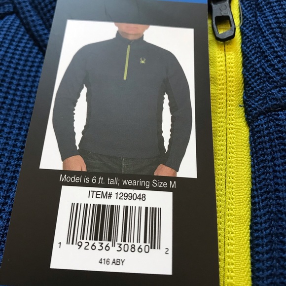 🆕 Spyder Men’s Half Zip Outbound Stryke Sweater Jacket, Blue - Picture 8 of 10